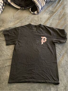 Primitive Black Crewneck Tee with White Logo Print